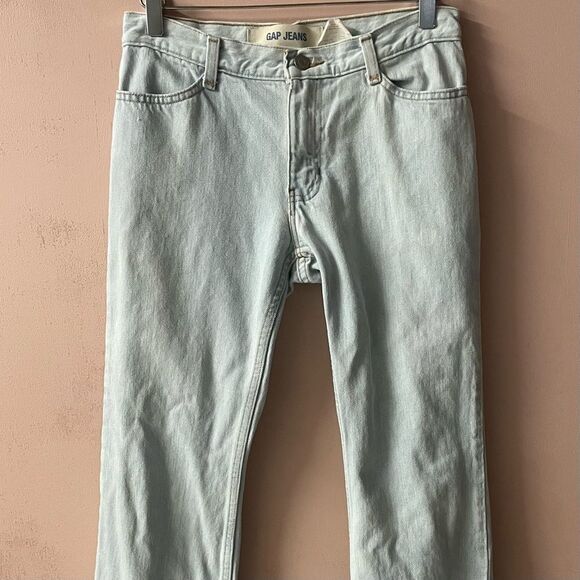 Vintage Y2K Gap Low Rise Light Wash Blue Wide Hemmed Flared Jean 28" Waist GUC - Picture 10 of 15